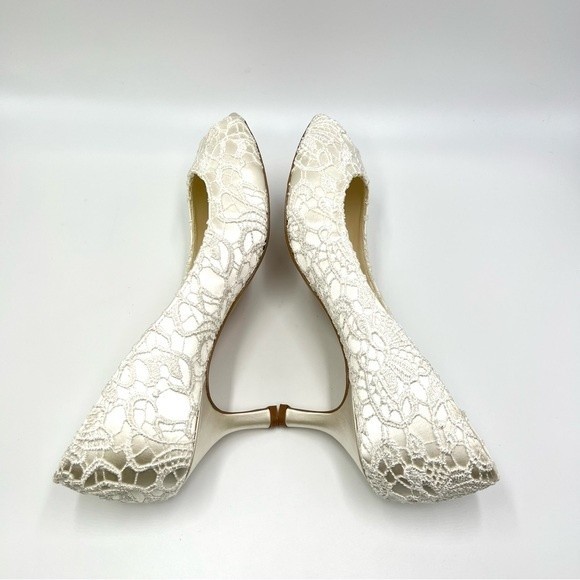 Paradox London Pink Women's Ivory White Lace Peep Toe Heels Pumps Shoes 9 - Picture 8 of 14